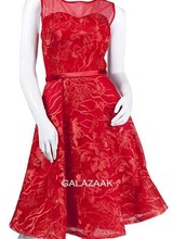 Cocktailjurk rood met kant - 202289