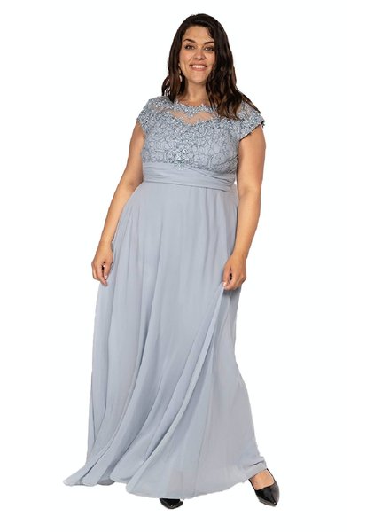 Licht blauwe plus-size galajurk- 2022208