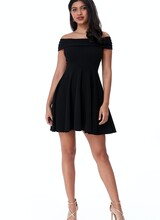 Zwart off-shoulder cocktailjurkje  - 2023108