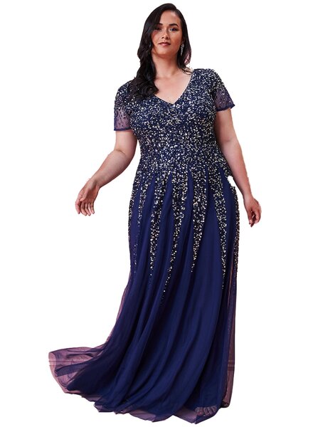 Lichtblauwe plus-size feestjurk - 202405