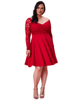 Rode plus-size feestjurk outlet-202434