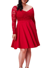 Rode plus-size feestjurk outlet-202434