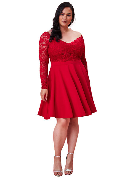 Rode plus-size feestjurk outlet-202434