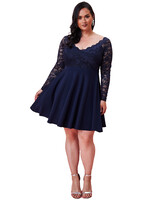 Blauwe plus-size feestjurk outlet-202435