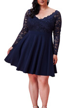 Blauwe plus-size feestjurk outlet-202435