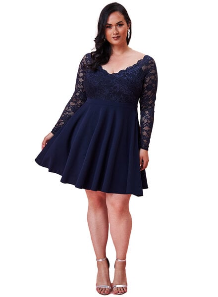 Blauwe plus-size feestjurk outlet-202435