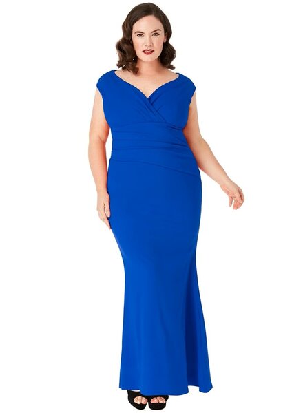 Blauwe plus-size galajurk  - 2026007