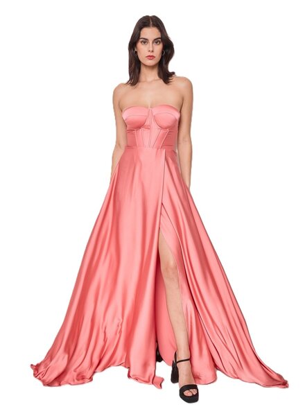 Roze satijn feestjurk - 2026031