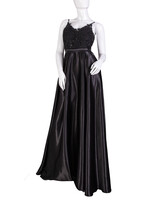 Zwarte satijn galajurk - 2026032