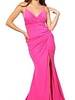 Strakke feestjurk pink met split - 202638