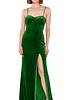Groene velvet galajurk met split - 202641