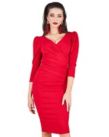 Rood cocktailjurkje met mouwen  - 202666