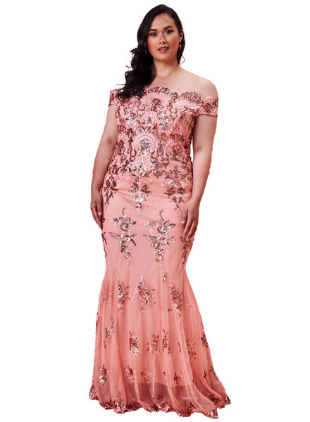 Roze plus-size glitterjurk - 202680