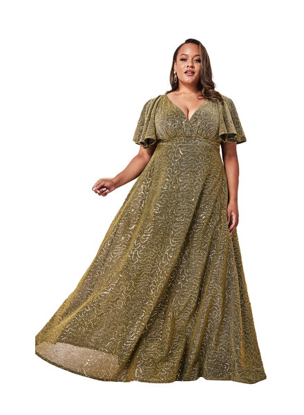 Gouden plus-size glitterjurk - 202683