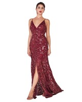 Bordeaux glitter feestjurk - 202694