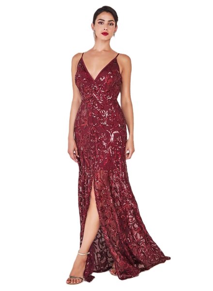 Bordeaux glitter feestjurk - 202694