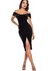 Zwart velvet feestjurkje off-shoulder - 2026107