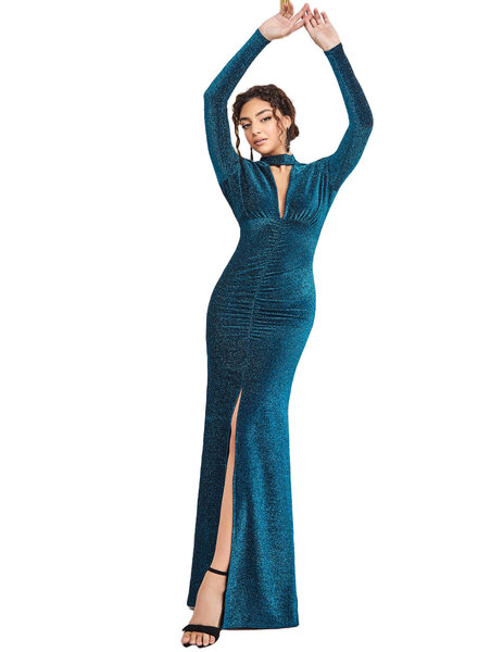 Aqua blauwe glitterjurk - 2026127