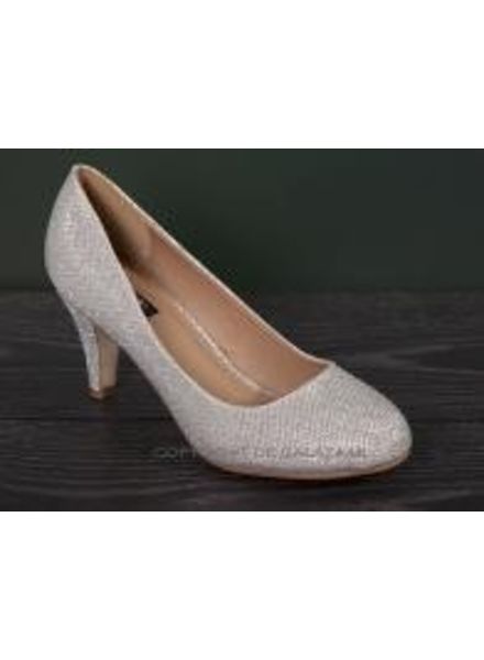 Zilveren glitter pumps 12305