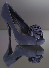 Pumps navy peeptoe met bloem 12316