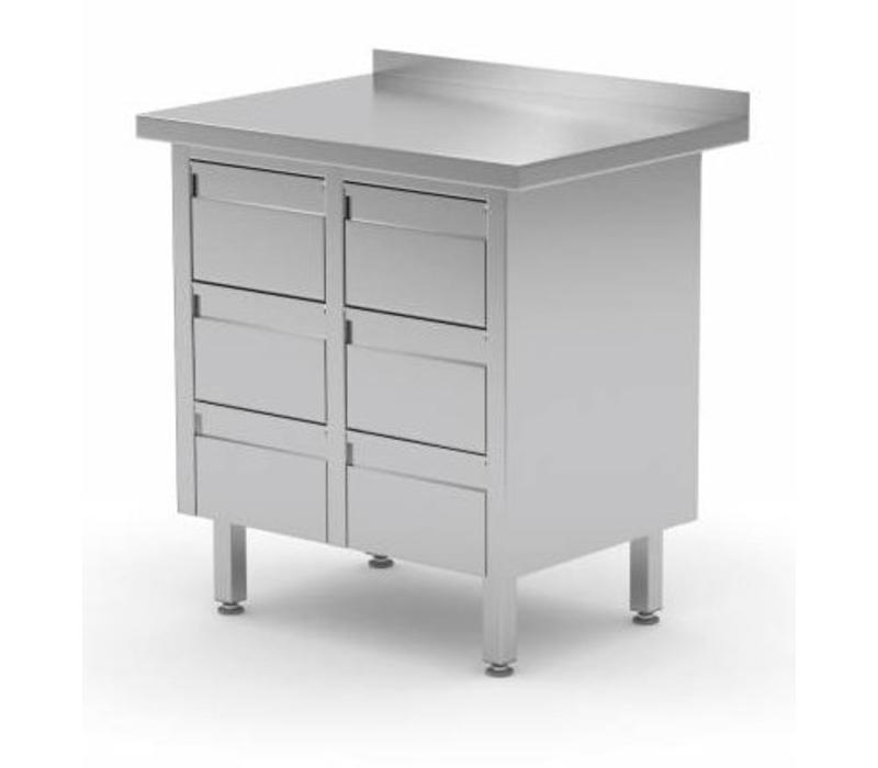 CHRselect Meuble INOX Armoire à Tiroirs 2x avec 6 Tiroirs Rebord
