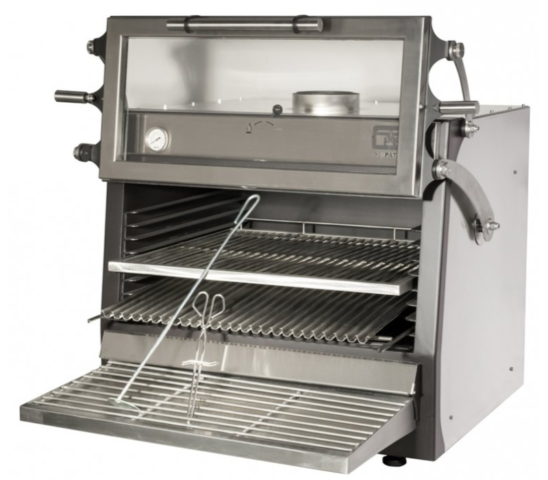 Barbecue à Charbon de Bois en acier inoxydable GN1 / 1 + GN2 / 4 75 kg / h Porte