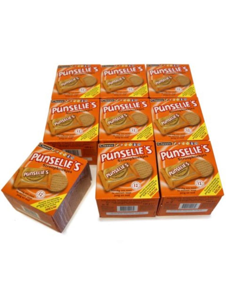 9 boxes with each 12 individual wrapped Punselie's Crispy biscuits