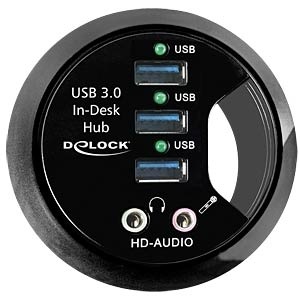 Multi Meubel DELOCK 61990 USB 3.0 Bureau hub 3-poorten, HD-audio, 60mm