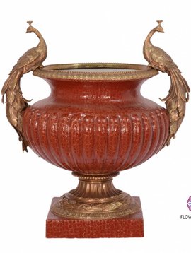 Peacock vase red