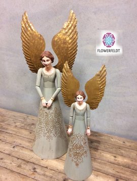 Wooden angel with gold wings
