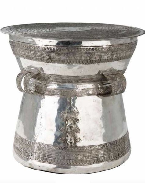 Eichholtz Zilveren sidetable drum Thai silver