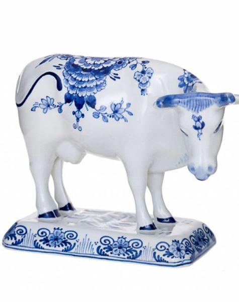 Decoratie koe delftsblauw
