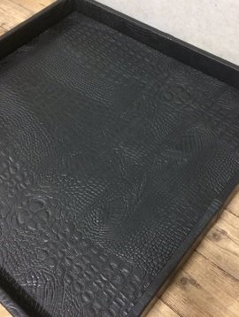 Leather tray croco black S