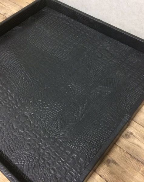 Leather tray croco black S - 60 x 60 cm