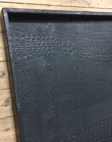 Leren dienblad croco black XL - 80 x 80 cm