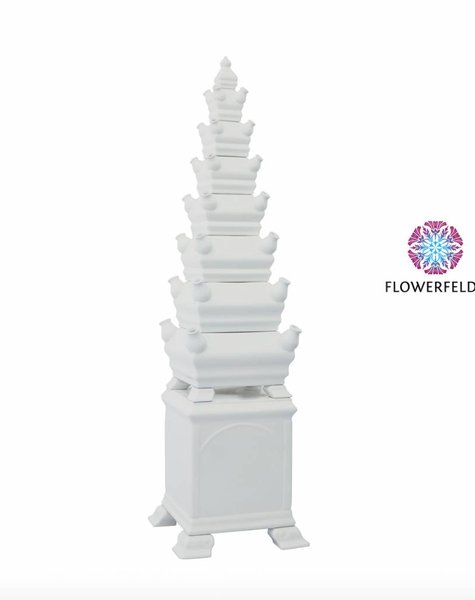 Weiße Vase Pyramide - H120 cm