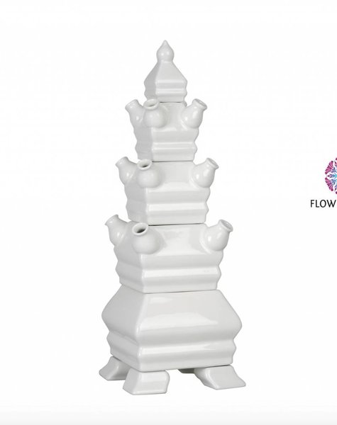 White pyramid vase - H48 cm