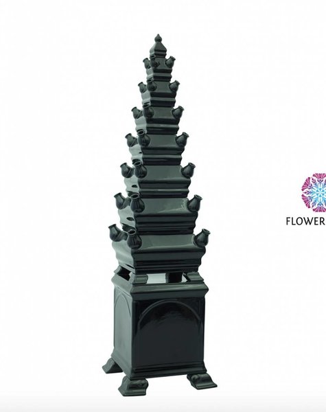 Schwarze Vase Pyramide - H120 cm