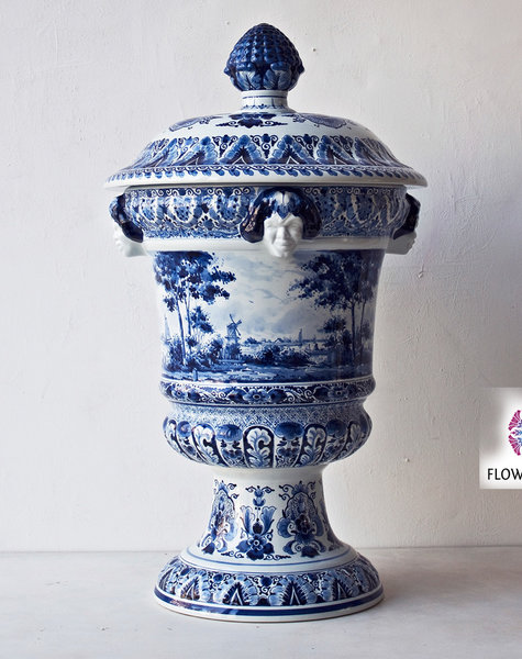 Satyr Vase Delft Blue - H67 cm