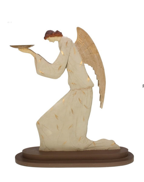 Christmas angel with plate - H54,5 cm