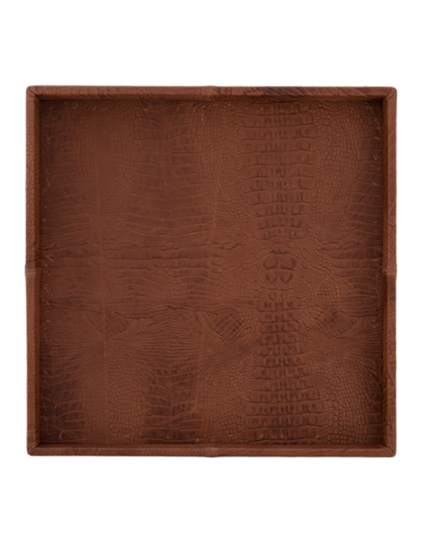 Leather plate croco cognac S - 60 x 60 cm