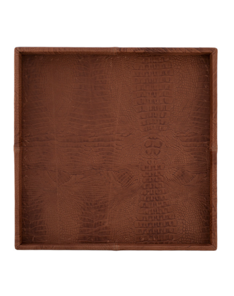 Lederschale Kroko cognac S - 60 x 60 cm