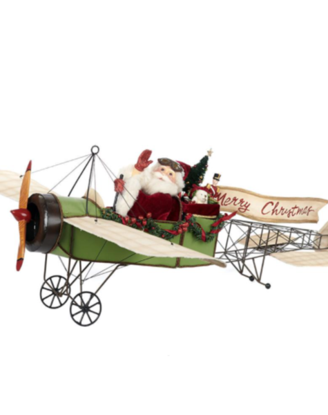 Goodwill Kerstman in vliegtuig - L70 cm