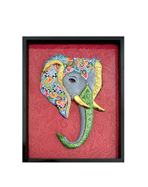 Elephant painting 3-D - H80 x L60 cm