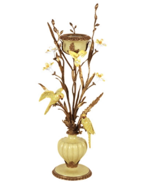 Candle holder Yellow Parrots - H62 cm