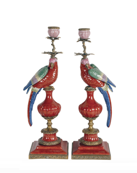 Parrot candle holder red - H48 cm