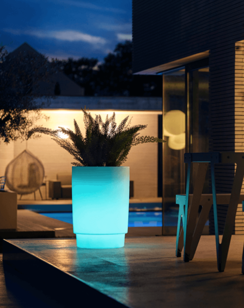 Illuminated flower pot Long Beach - H66 cm