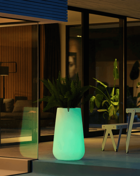 Illuminated planter - H79 cm