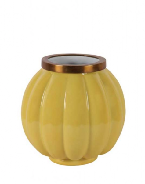 Yellow plant pot Citrine - H22 cm