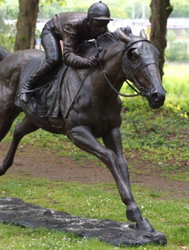 Bronze horse with jockey